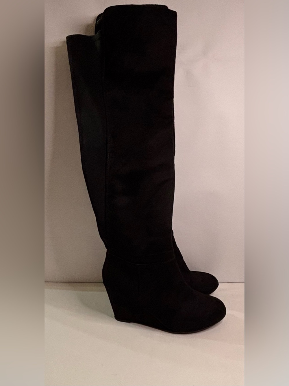 Chinese Laundry Black Over-the-Knee Wedge Boots